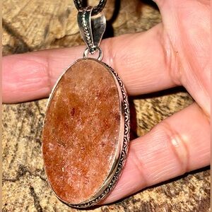 Translucent Red Aventurine Quartz Pendant 2 1/4”